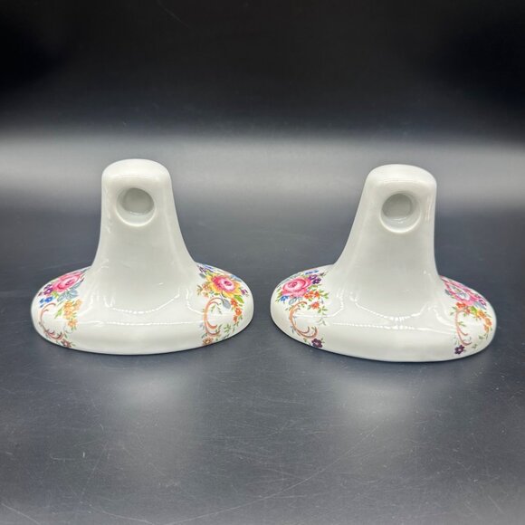 Vintage Towel Rack Brackets Lisette International Ceramic Floral Hand Decorated - Picture 4 of 12